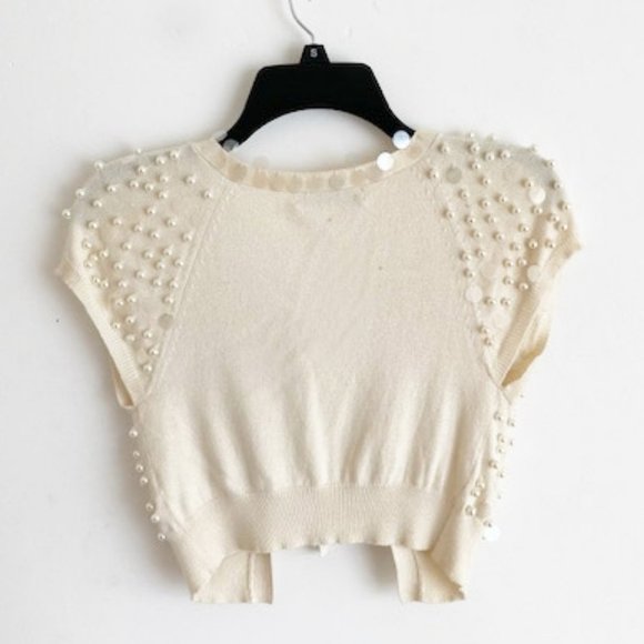 Allen B Vintage Cropped Beaded Sweater Sz Sm- Med - Picture 2 of 4